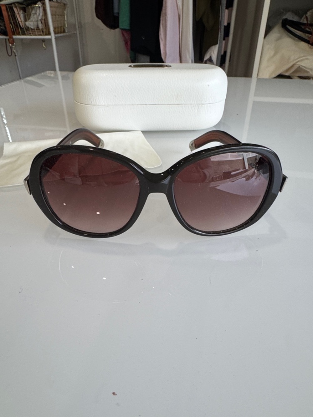 Chloe Oversized Sunglasses Brown Gradient Lenses Black Frames